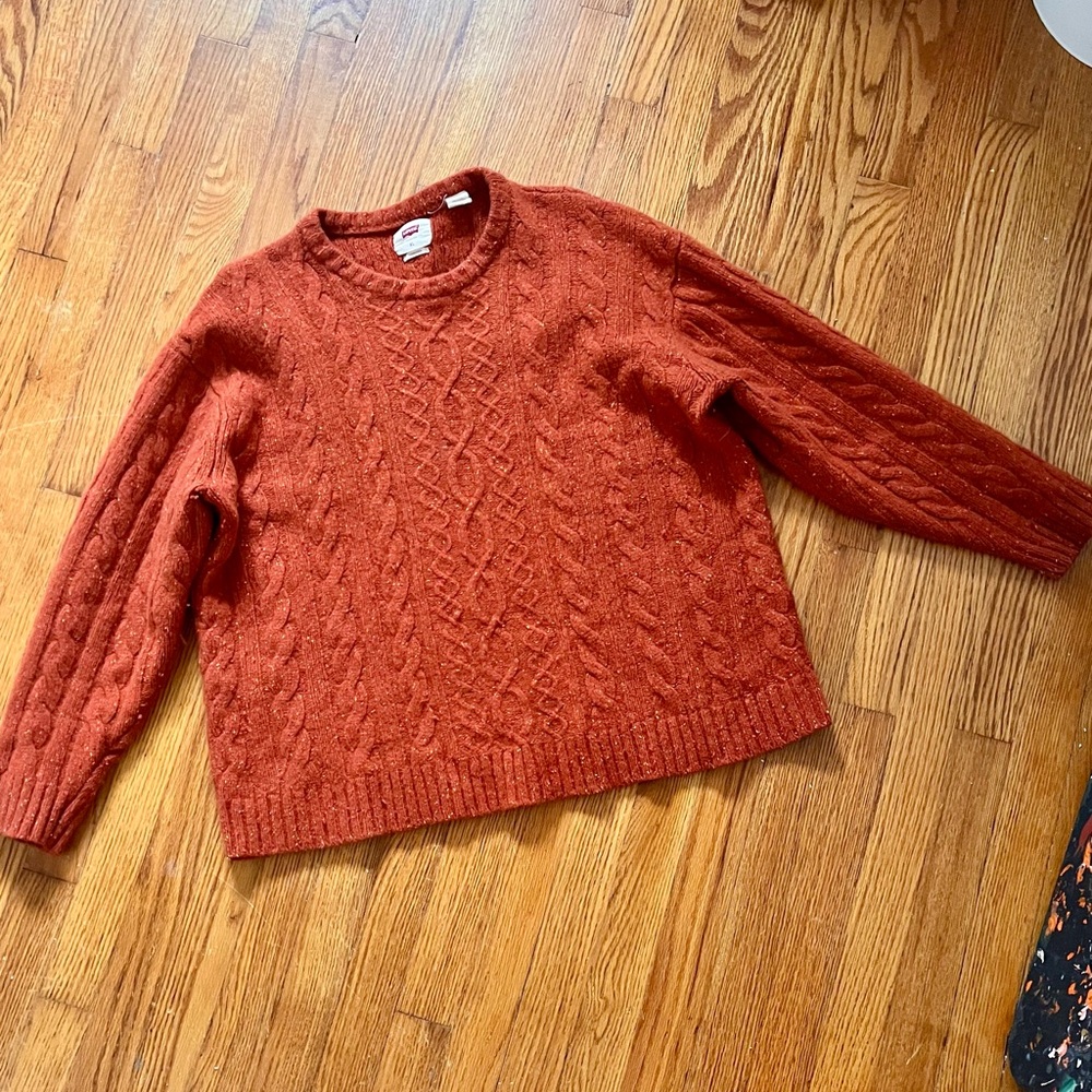 Men's Cable Knit Sweater - Rust